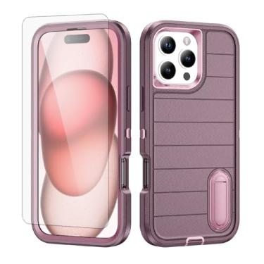 Imagem de Asuwish Capa de celular para iPhone 16 Pro 6,3 polegadas com protetor de tela de vidro temperado e suporte à prova de choque macio Slicone híbrido suporte rígido acessórios i Phone16 i16 16Pro