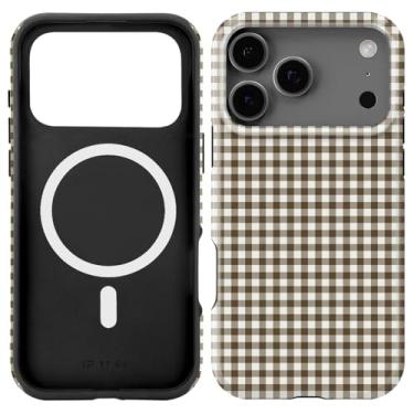 Imagem de Obbii Capa compatível com iPhone 17 Pro [compatível com MagSafe] - [proteção contra quedas de 2,4 metros] 2 em 1 à prova de choque capa fina de TPU macio para mulheres e meninas (tabuleiro de xadrez