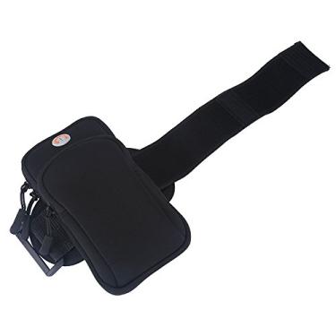 Imagem de Cryfokt Bolsa Esportiva de Neoprene para Braço de Corrida Com Orifício para Fone de Ouvido para Corrida e Exercícios, Bolsos Duplos para Telefone e Chaves, Cabe No Braço Com Segurança, para