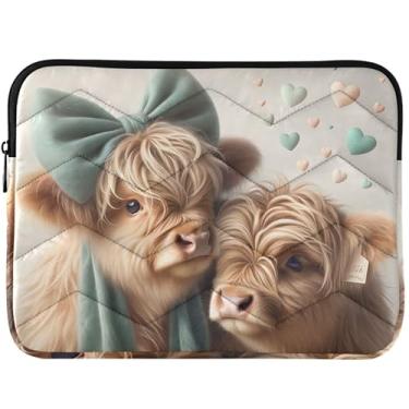 Imagem de Capa para laptop personalizada engraçada bovina Highland vaca bovina fofa capa de computador para MacBook Air 13 polegadas capa universal para laptop 13-14 polegadas fofa