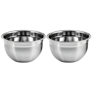 Imagem de Kit 2 Tigelas Mixing Bowl De Inox Redondo 28cm Para Preparo Cozinha Sa