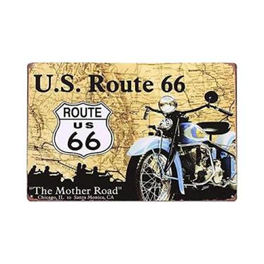 Imagem de Placa De Metal Vintage Route 66, Pôster De Parede Para Decoração De Ca
