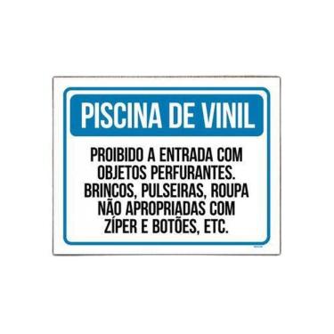 Imagem de Placa Piscina Vinil Proibido Objetos Perfurantes 27X35