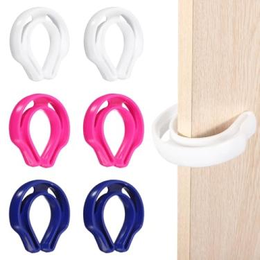 Imagem de PATIKIL 6 peças de proteção de aperto de porta, batente de porta, protetor de aperto de dedo, preventivo de batida, durável, cunha de socorrista, plástico em forma de C para bater portas, animais de