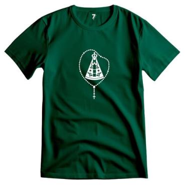 Imagem de Camiseta Santa Padroeira Terço 100% Algodão Premium, Verde, XG
