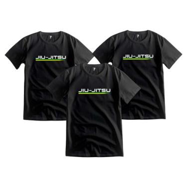 Imagem de Kit 3 Camiseta Jiu Jitsu Brasil Infantil Algodão Várias Cores - Sete S