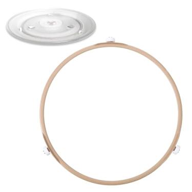 Imagem de Yolev Anel de mesa giratória de microondas 21 cm Anel de rolo de microondas de substituição Anel interno de suporte de rolo Anéis de roda Suporte de placa de vidro médio Suporte para bandeja de placa