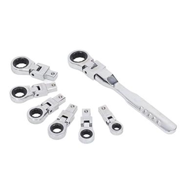 Imagem de Hyuduo Conjunto de Chave de Catraca de 8 Peças, Cabeça Flexível de 180 Graus, Kit de Ferramentas de Aço Cromo Vanádio Com 7 Cabeças Intercambiáveis ​​para Reparo de Automóveis,