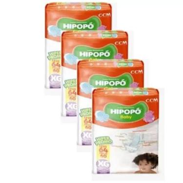 Imagem de Fralda infantil Hipopo 4 Pacotes Hiper Tamanho XG - 256 Unidades