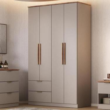 Imagem de Guarda Roupa Solteiro 4 Portas Milan Carraro Avelã - MÓVEIS CARRARO