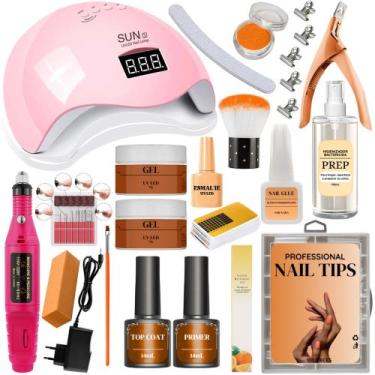 Imagem de Kit Unhas de Gel Decoração Completo Cabine Sun 5 48w Digital Lixadeira