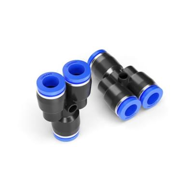 Imagem de luxdeng 8 mm OD Blue Y Shape Push to Connect Tube Fittings Quick Connect Air Fitting PY-8 Conector pneumático Push Lock (pacote com 10)