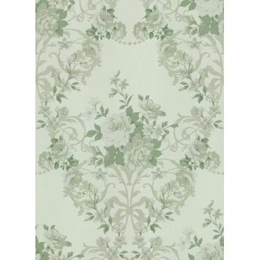 Imagem de EPPKILY Papel de parede floral verde descasque e cole papel de parede floral vintage para quarto, sala de estar, papel de contato de flores vitorianas autoadesivo à prova d'água para forro de armários