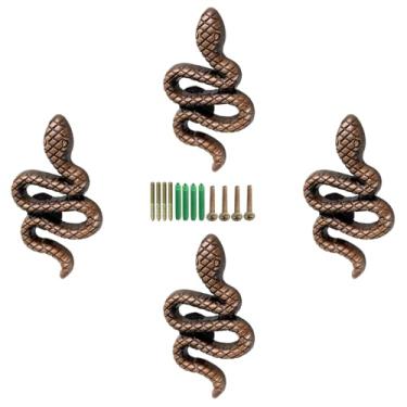 Imagem de LB-LAIBA Ganchos de cobra, ganchos de parede de animais, para pendurar jaquetas, bolsas, guarda-roupas, toalhas, cachecóis, paredes de cozinha, 4 peças (bronze vermelho)