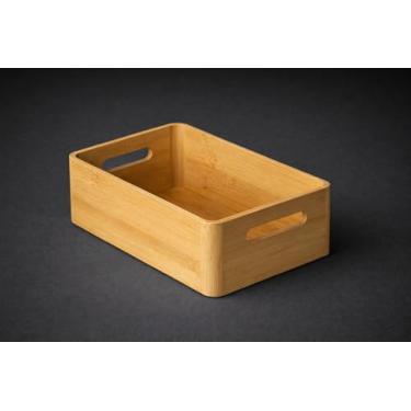 Imagem de Caixa Organizadora com Alça em Bambu, 33x22x12 cm, Natural, Retangular