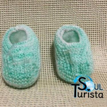 Imagem de Sapatinho de Bebê de Tricô Verde Água - 0 a 3 meses - Soul Turista