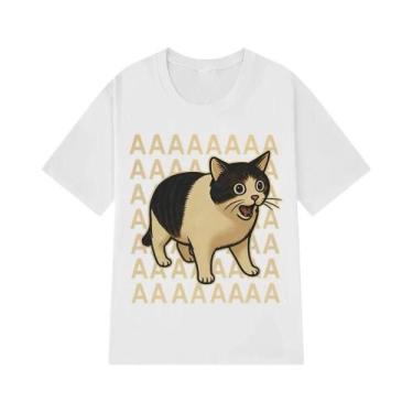 Imagem de Camiseta Casual Com Estampa De Meme De Gato Triste Para Mulheres E Hom