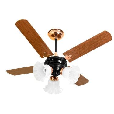 Imagem de Ventilador De Teto New Zeta 4 Pás Mogno Preto/Cobre 220V