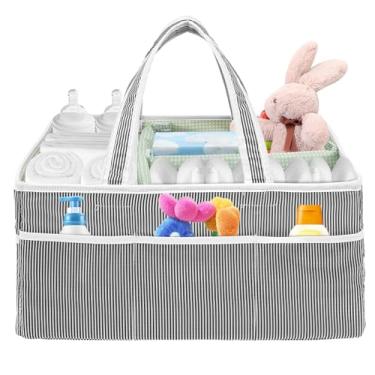 Imagem de Organizador de fraldas de bebê, organizador de fraldas dividido, macio, confortável, dobrável e lavável, organizador essencial de carro com alça, organizador de fraldas de bebê para berçário, sala de