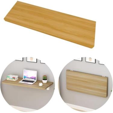 Imagem de Mesa flutuante para laptop disponível em três cores, mesa dobrável para lavanderia, mesa dobrável montada na parede, mesa suspensa para lavanderia, escritório em casa, cozinha, banheiro (madeira, 70