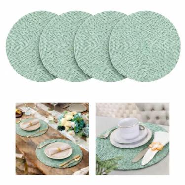 Imagem de Jogo Americano Redondo em PVC 38cm Sousplat Lavável, Antiderrapante e Fácil de Limpar Mesa Posta e Decoração 0004 (Verde, 4 Unidades)