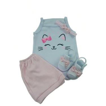Imagem de Conjunto Sandália Com Tiara Body E Short Bebe Menina Mesversário Estam