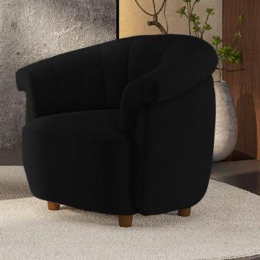 Imagem de Poltrona Decorativa Latvia 86cm Pés de Madeira Veludo Preto G45 - Gran