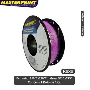Imagem de Filamento 3D - PLA Roxo - Rolo 1KG (1.75mm) - Masterprint