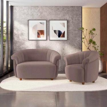 Imagem de Conjunto Sala de Estar Decorativo Latvia Sofá Namoradeira e Poltrona P