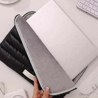 Imagem de Capa protetora preta para laptop de 35,5 cm, espessa, à prova de choque, acolchoada e resistente à água, bolsa de armazenamento para notebook para uso diário em viagens