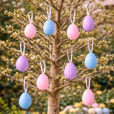 Imagem de Pendente Ovinhos De Páscoa Colorido Coelho 5x3cm Kit 108pçs