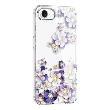 Imagem de JHWVVTF Capa para iPhone 16e de 6,1 polegadas - Design floral transparente estético, protetor fino à prova de choque com parte traseira rígida de policarbonato, capa de flor fofa antiarranhões para