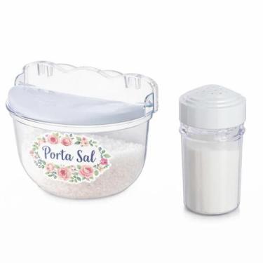 Imagem de Kit Saleiro Cristal Parede + Saleiro de Mão Plástico Transparente - ER
