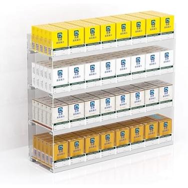 Imagem de Rack transparente para exibição de cigarros - caixa automática de plástico com empurradores para supermercados, lojas de varejo, cafeterias e bares (tamanho: 68,5 x 16 x 64,2 cm)