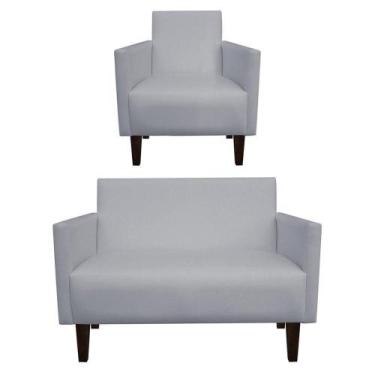 Imagem de Kit Namoradeira 2 Lugares e 01 Poltrona Compacta Jade material sintéti