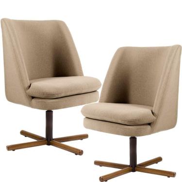 Imagem de Kit 02 Poltronas Giratória Xis Poliéster Bege Gran Belo
