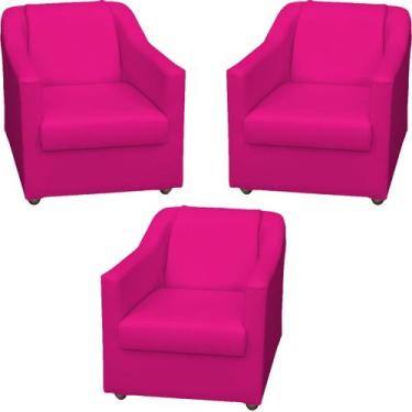 Imagem de Kit 3 Poltronas Decorativas Para Sala Recepção Manicure Escritório Con