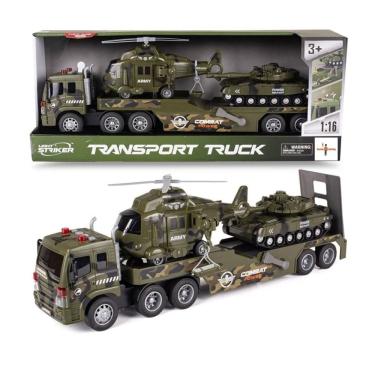 Imagem de Caminhão Cegonha Militar com Dois Veículos 1:16 - Brink Center
