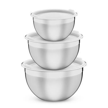 Imagem de Jogo de Potes Tramontina Cucina em Aço Inox com Tampa Plastica 3 Peças
