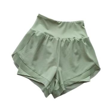 Imagem de Shorts Esportivos Femininos De Cintura Alta Em Tela De Secagem Rápida 