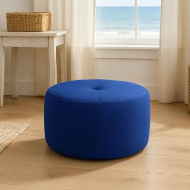 Imagem de Puff Orgânico para Sala de Estar 80cm Linho Rita Azul