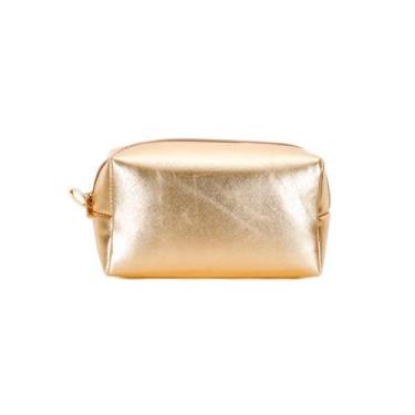 Imagem de Bolsa Necessaire Pink Holográfica Maker, Dourado