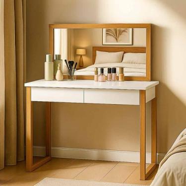 Imagem de Penteadeira Glam Com Duas Gavetas Espelho Organização e Praticidade Ca