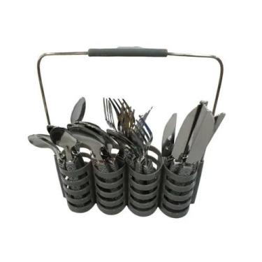 Imagem de Conjunto Talheres 24Pçs c/ Suporte N2444292 Cinza - Quanhe