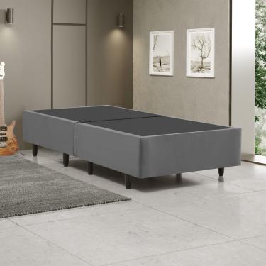 Imagem de Cama Box Solteiro Base Dobrável para Colchão 88X188CM Estrutura em Madeira Reforçada Cinza