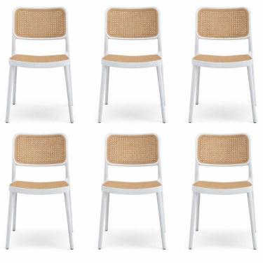 Imagem de Kit com 6 Cadeiras para Sala de Jantar Mera Branco/Bege