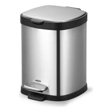 Imagem de Lixeira Banheiro 6l Prata Inox Escovado 31x21x21cm Pedal