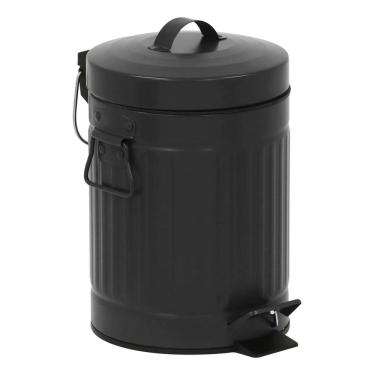 Imagem de Lixeira Banheiro 3l Preta Metal 25x16cm Abertura Pedal