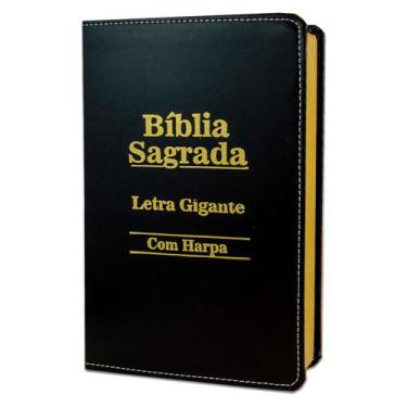Imagem de Bíblia Sagrada Luxo Preta Letra Gigante JFA ARC com Harpa e Palavras d