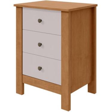 Imagem de Mesa de Cabeceira Maggiore Lopas 3 Gavetas Amêndoa e Off White